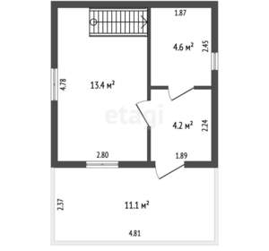 Дом 47м², 2-этажный, участок 6 сот.