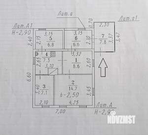Дом 59м², 1-этажный, участок 3 сот.