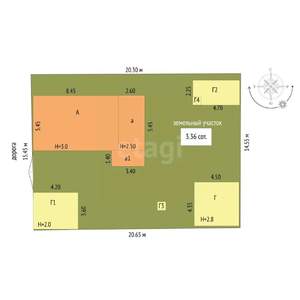 Дом 56м², 1-этажный, участок 3 сот.