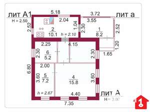 Дом 56м², 1-этажный, участок 4 сот.