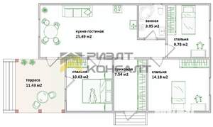 Дом 84м², 1-этажный, участок 6 сот.