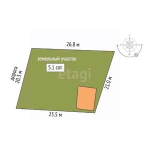 Дача 34м², 1-этажный, участок 5 сот.