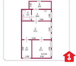 Дом 65м², 1-этажный, участок 10 сот.