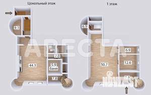 Коттедж 185м², 2-этажный, участок 7 сот.  