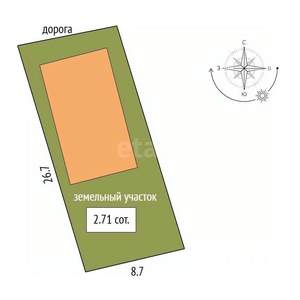 Дом 54м², 1-этажный, участок 3 сот.  