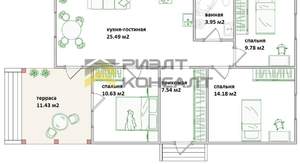 Дом 84м&sup2;, 1-этажный, участок 6 сот.  