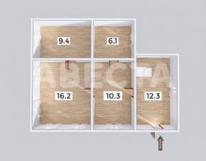 Дом 54м&sup2;, 1-этажный, участок 3 сот.  