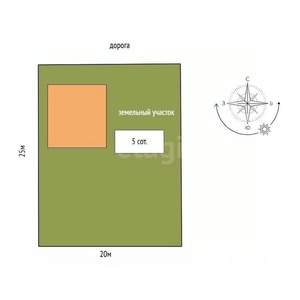 Дом 64м&sup2;, 1-этажный, участок 5 сот.  