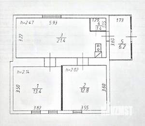 Дом 56м², 1-этажный, участок 6 сот.  