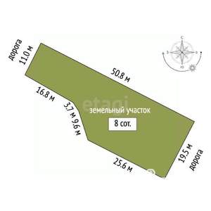 Дом 50м², 2-этажный, участок 8 сот.  