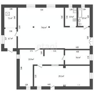 Дом 169м², 1-этажный, участок 7 сот.  