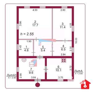 Дом 56м², 2-этажный, участок 4 сот.  