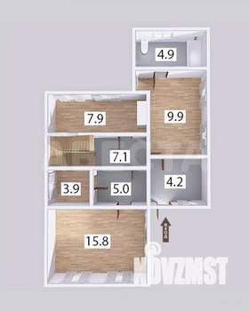 Дом 78м&sup2;, 2-этажный, участок 4 сот.  