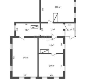 Дом 93м², 1-этажный, участок 5 сот.  
