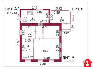 Дом 56м&sup2;, 1-этажный, участок 4 сот.  