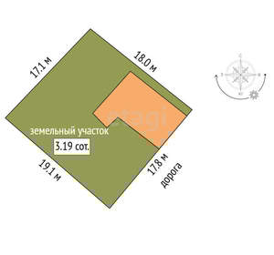 Дом 56м&sup2;, 1-этажный, участок 3 сот.  