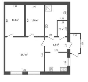 Дом 71м², 1-этажный, участок 2 сот.  