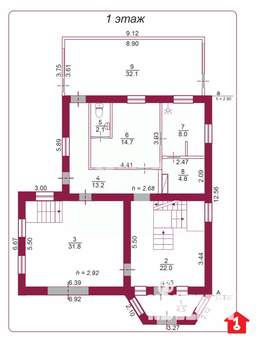 Дом 304м², 2-этажный, участок 8 сот.  