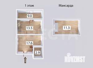 Дом 57м&sup2;, 2-этажный, участок 5 сот.  