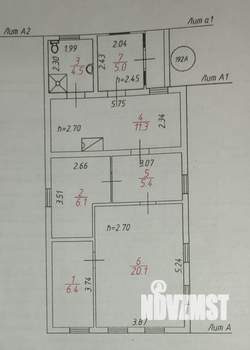 Дом 54м², 1-этажный, участок 3 сот.  