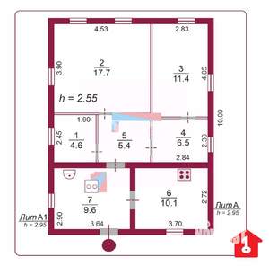 Дом 56м², 2-этажный, участок 4 сот.  