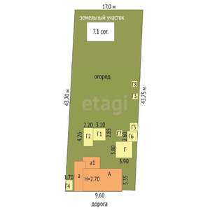 Дом 63м&sup2;, 1-этажный, участок 7 сот.  