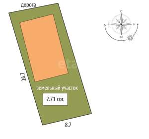 Дом 54м², 1-этажный, участок 3 сот.  
