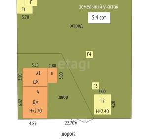 Дом 43м², 1-этажный, участок 5 сот.  