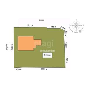 Дом 60м&sup2;, 1-этажный, участок 6 сот.  