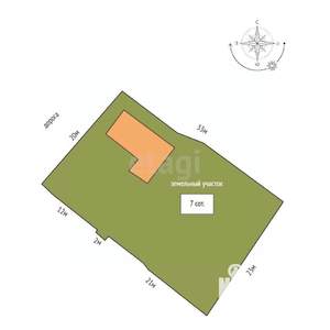 Дом 60м², 1-этажный, участок 7 сот.  