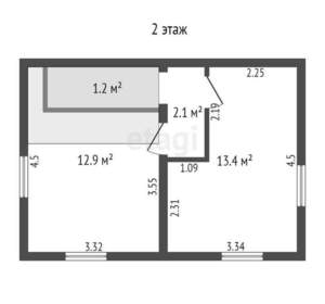 Дом 54м², 2-этажный, участок 4 сот.  