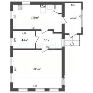 Дом 44м&sup2;, 1-этажный, участок 3 сот.  