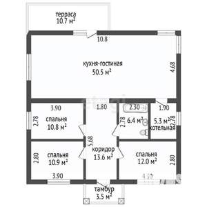 Дом 135м², 1-этажный, участок 8 сот.  