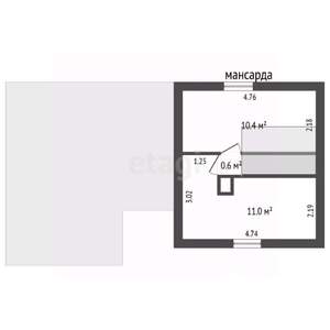 Дом 74м², 2-этажный, участок 4 сот.  