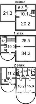 Коттедж 227м², 3-этажный, участок 13 сот.  