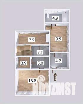 Дом 78м&sup2;, 2-этажный, участок 4 сот.  