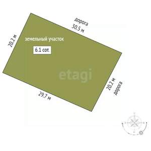 Дом 54м², 1-этажный, участок 6 сот.  