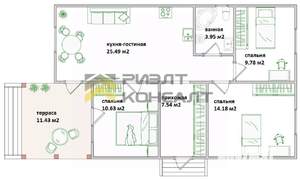 Дом 84м&sup2;, 1-этажный, участок 6 сот.  