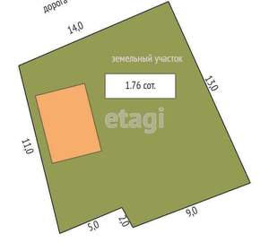 Дом 35м², 1-этажный, участок 1 сот.  