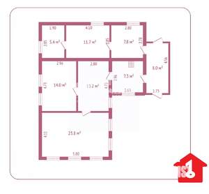 Дом 83м&sup2;, 1-этажный, участок 3 сот.  