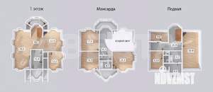 Коттедж 302м&sup2;, 3-этажный, участок 20 сот.  