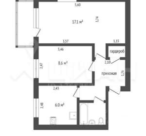 2-к квартира, на длительный срок, 42м2, 5/5 этаж