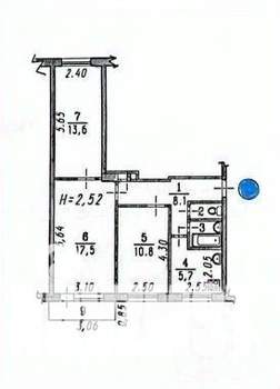 3-к квартира, на длительный срок, 60м2, 5/5 этаж