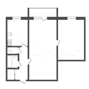 2-к квартира, на длительный срок, 43м2, 2/5 этаж