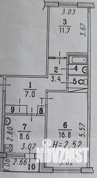 2-к квартира, на длительный срок, 53м2, 2/5 этаж