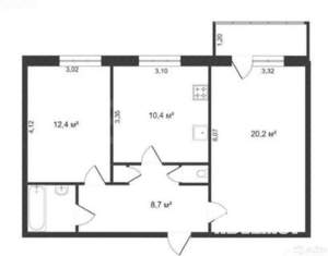 2-к квартира, на длительный срок, 57м2, 3/8 этаж