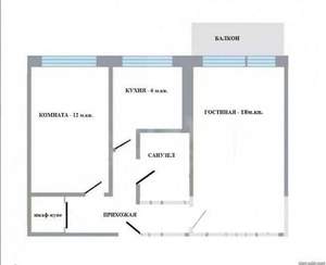 2-к квартира, на длительный срок, 45м2, 4/5 этаж