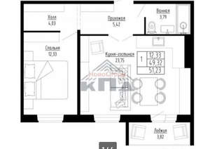 2-к квартира, на длительный срок, 52м2, 2/10 этаж