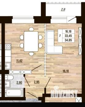 1-к квартира, на длительный срок, 35м2, 2/5 этаж