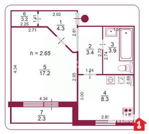 1-к квартира, на длительный срок, 40м2, 4/10 этаж
